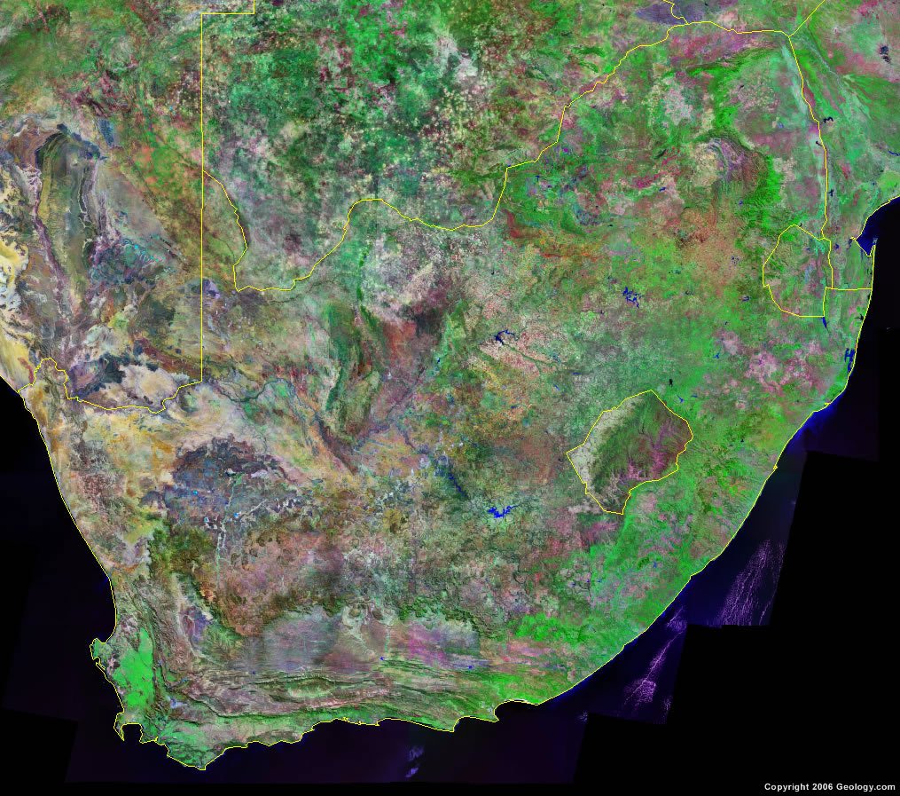 south african maps with mountains