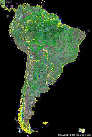 South America satellite photo