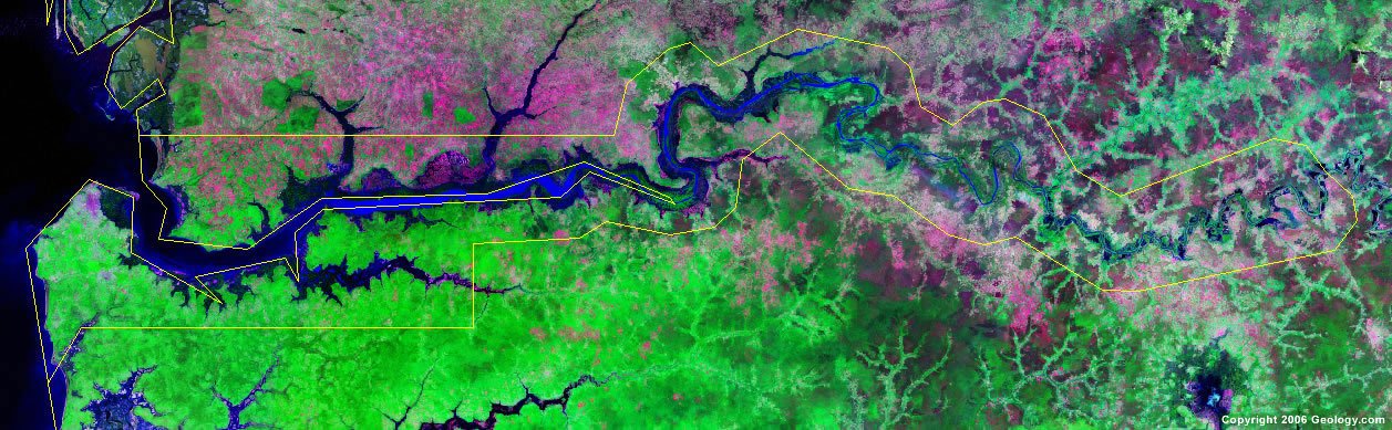 The Gambia Map and Satellite Image