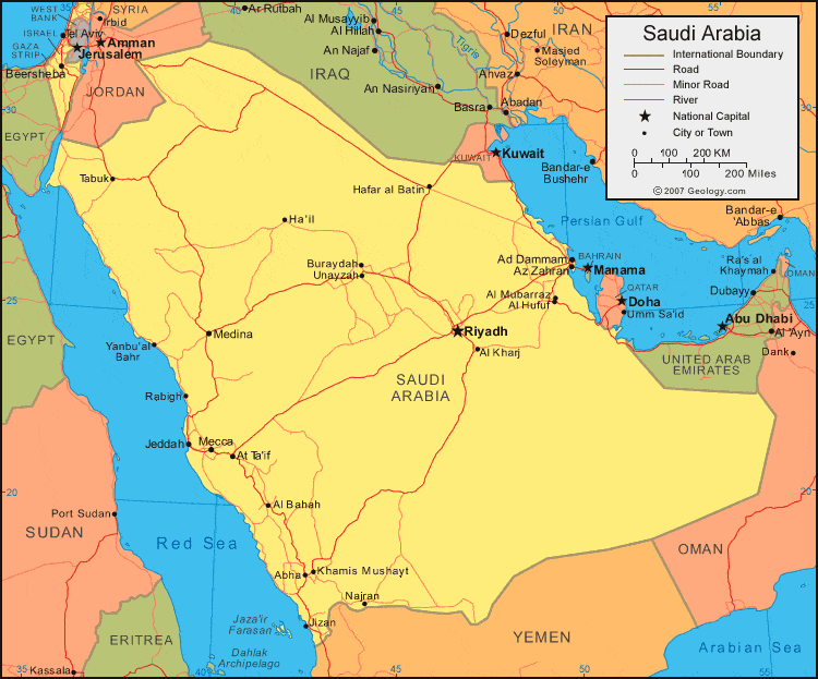 Saudi Arabia Map And Satellite Image