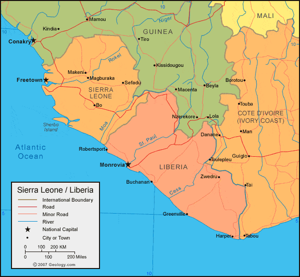 Sierra Leone political map