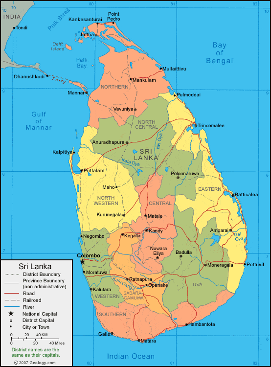 Sri Lanka political map