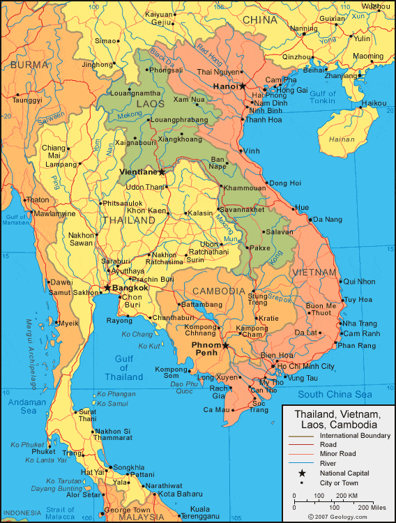 Thailand Map And Satellite Image