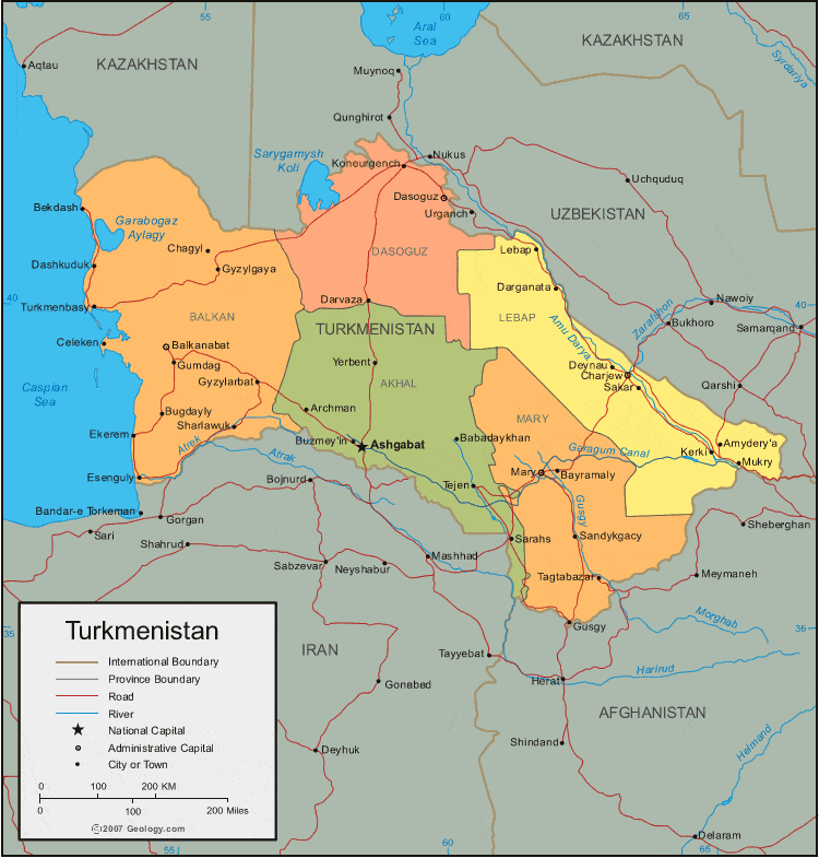 Turkmenistan political map