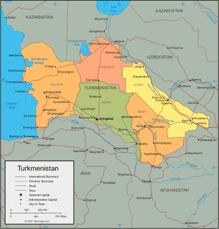 Turkmenistan Map and Satellite Image