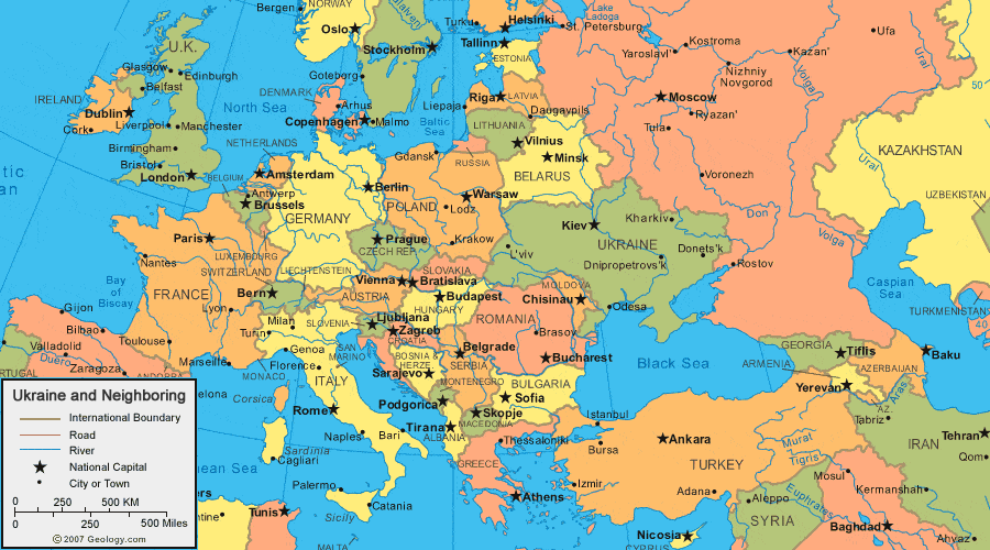 map of Ukraine and neighboring countries