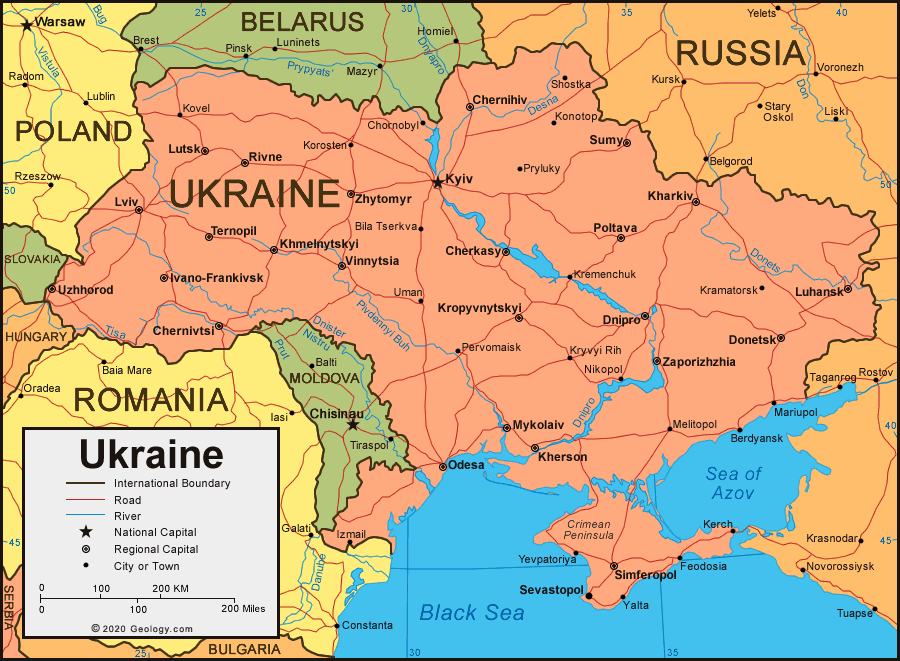 Ukraine Map And Satellite Image