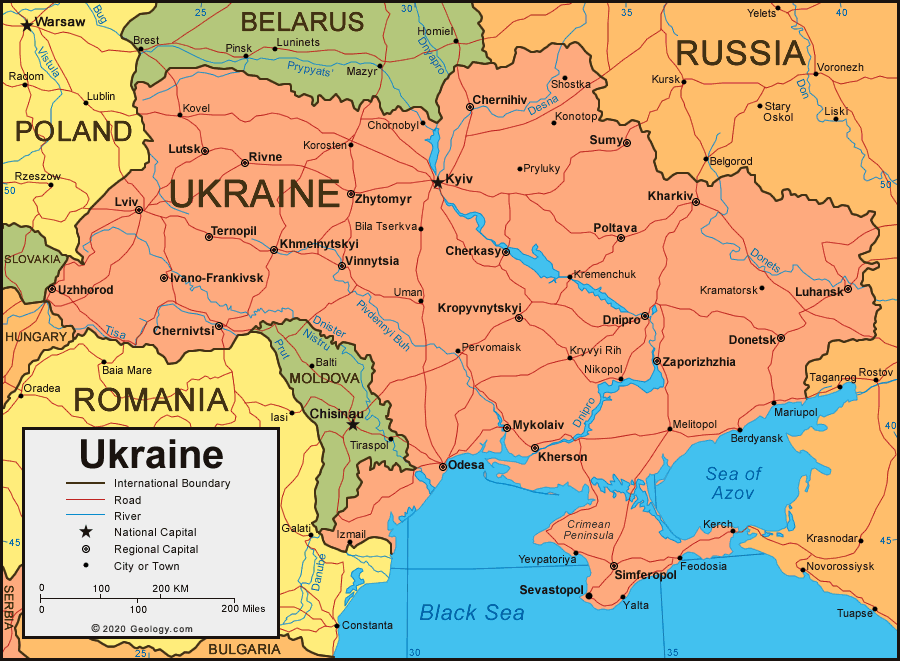 Ukraine Map and Satellite Image