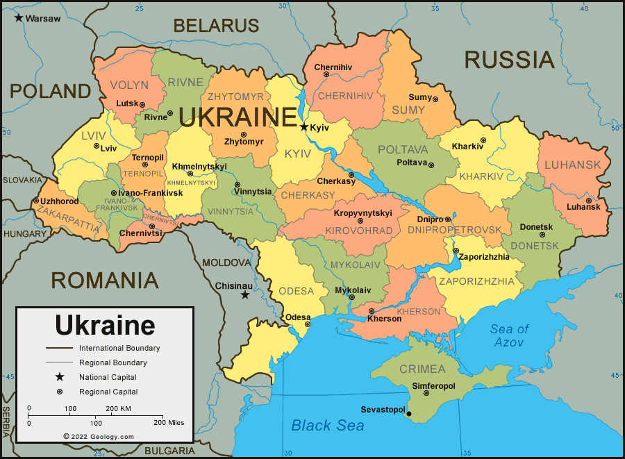Ukraine Map and Satellite Image