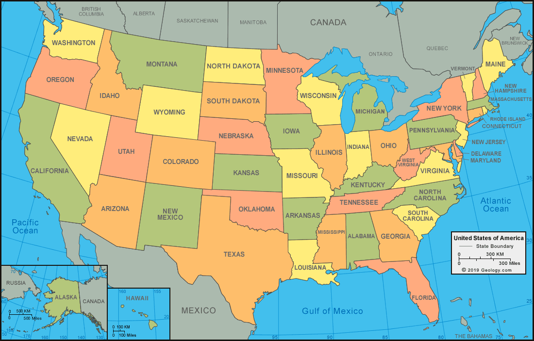 States in usa with o