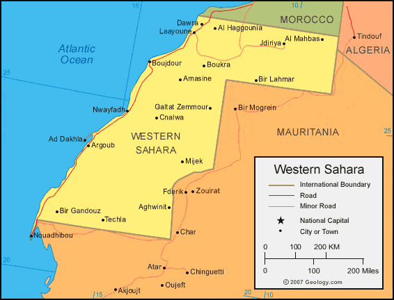 Western Sahara political map