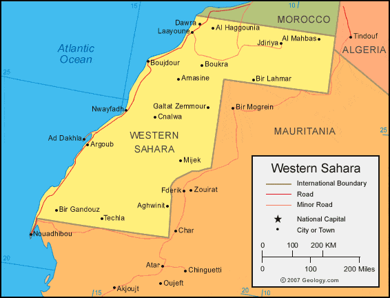 Western Sahara Map And Satellite Image   Western Sahara Map 