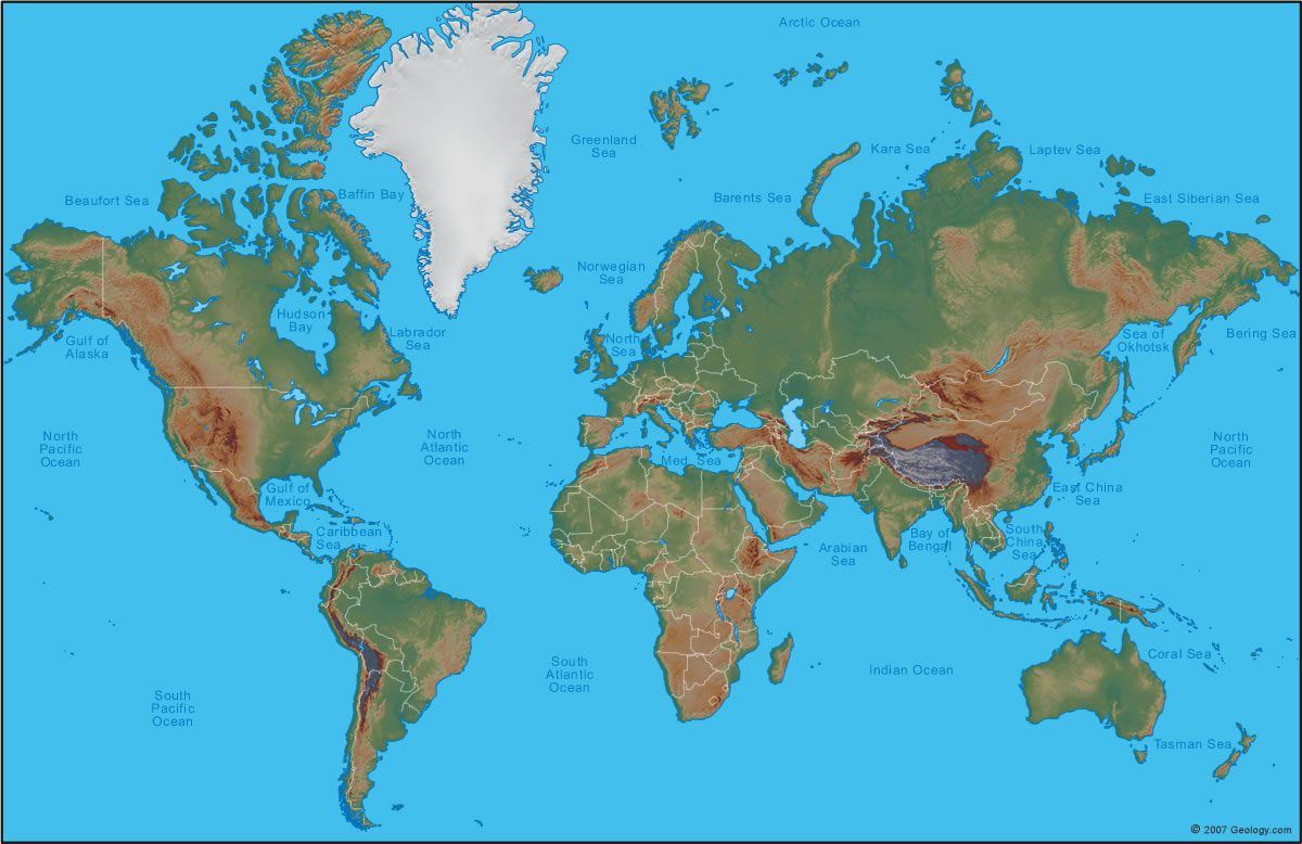 world physical map