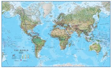 world map of physical features